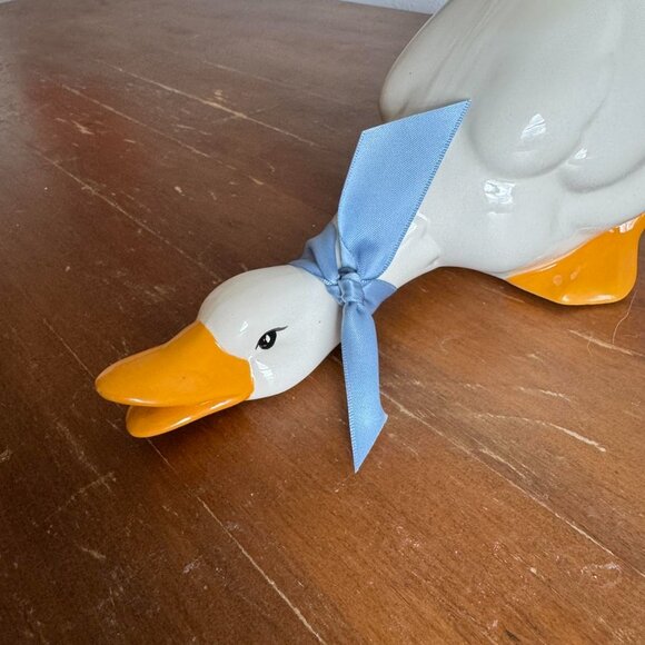 Vintage Ceramic Farmhouse Duck, Blue Ribbon Goose - Picture 6 of 8